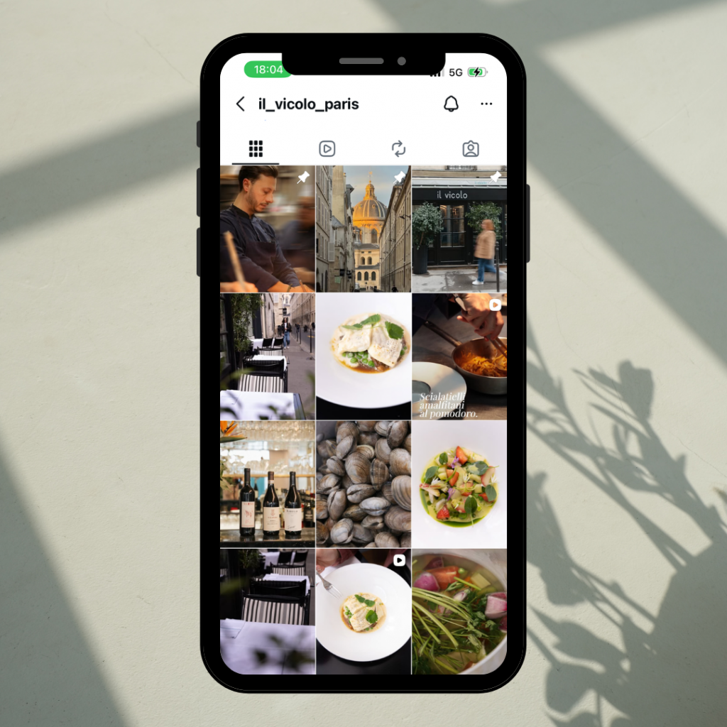 mockup feed instagram food il vicolo restaurant paris